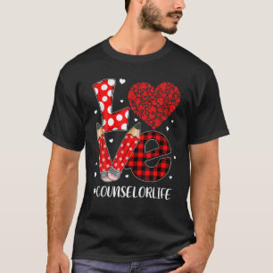 プレイドおもしろいハートラブカウンセラーValentine Day Chr Tシャツ