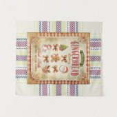 プレイドかわいらしの背景レトロ素朴なジンガーパン タペストリー (正面(横))