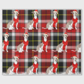 プレイドとグレイハウンドイタリアン愛犬家クリスマス ラッピングペーパー (フラット)