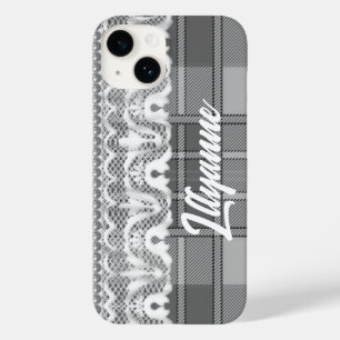 プレイドとレースの黒と白かわいい Case-Mate iPhone 14ケース