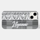 プレイドとレースの黒と白かわいい Case-Mate iPhoneケース (裏面 (横))
