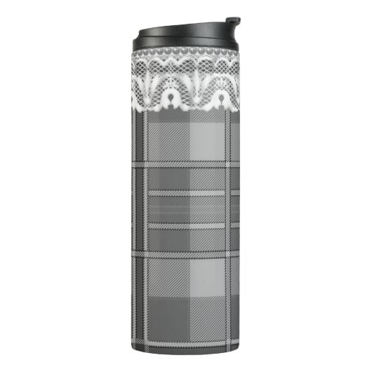 プレイドとレース白黒グレイガーリーかわいい タンブラー (回転左)