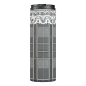 プレイドとレース白黒グレイガーリーかわいい タンブラー (裏面)