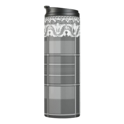 プレイドとレース白黒グレイガーリーかわいい タンブラー (回転右)