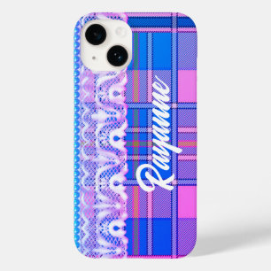 プレイドとレース紫とピンクかわいい Case-Mate iPhone 14ケース