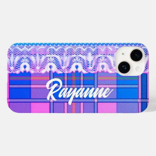 プレイドとレース紫とピンクかわいい Case-Mate iPhoneケース (裏面 (横))