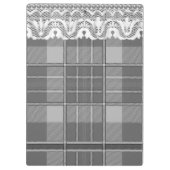 プレイドとレース黒グレー白かわいいガーリー クリップボード (裏面)