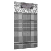 プレイドとレース黒グレー白かわいいガーリー クリップボード (右)