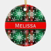 プレイドと雪の結晶クリスマスパターン名 セラミックオーナメント (正面)