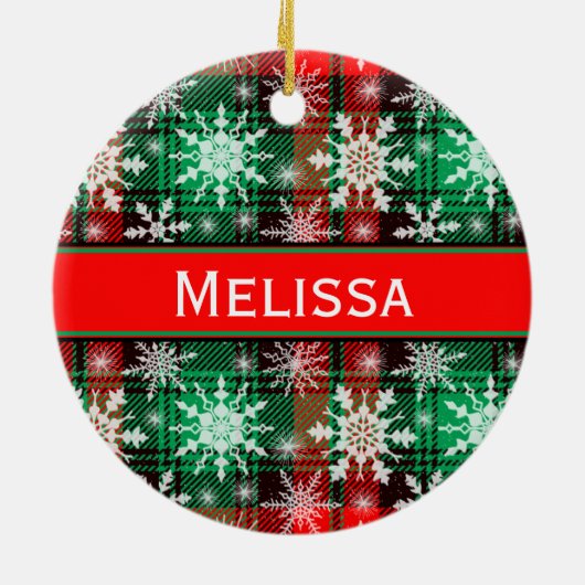 プレイドと雪の結晶クリスマスパターン名 セラミックオーナメント (裏面)