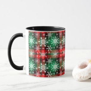 プレイドと雪の結晶クリスマスパターン1マグカップ マグカップ