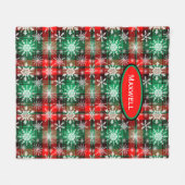 プレイドと雪の結晶クリスマスパターン1 フリースブランケット (正面(横))