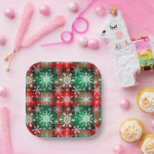 プレイドと雪の結晶クリスマスパターン1 ペーパープレート (パーティー)