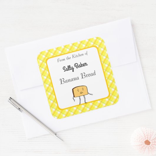 プレイドのレトロな食パンからキッチンより スクエアシール (封筒)