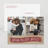 プレイドの冬のマフラー ホリデー ポストカード - レンガ (正面/裏面)