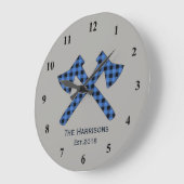 プレイドの十字軸青いプレイド ラージ壁時計 (傾斜)