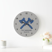 プレイドの十字軸青いプレイド ラージ壁時計 (ホーム)