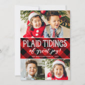 プレイドの吉報 | 3 枚の写真 | 赤いコラージュのクリスマス シーズンカード (正面)