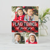 プレイドの吉報 | 3 枚の写真 | 赤いコラージュのクリスマス シーズンカード (スタンド正面)