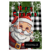 プレイドの国のクリスマスデザイン – パーソナライズ ミディアムペーパーバッグ (裏面)