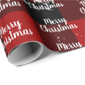 プレイドの雪の上のメリークリスマス文字 ラッピングペーパー (ロールコーナー)