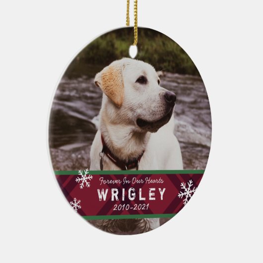 プレイドアンドスノーフレークスペットメモリアルオーナメント セラミックオーナメント (右)