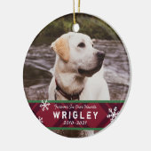 プレイドアンドスノーフレークスペットメモリアルオーナメント セラミックオーナメント (左)