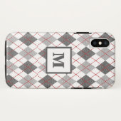プレイドアーガイルレッドグレーシルバーカスタムモノグラム Case-Mate iPhoneケース (裏面(横))