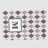 プレイドアーガイルレッドグレーシルバーゴルフカスタムモノグラム ゴルフタオル (横)