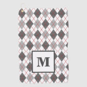 プレイドアーガイルレッドグレーシルバーゴルフカスタムモノグラム ゴルフタオル (正面)