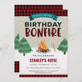 プレイドウィンターアウトドアボンファイア誕生日招待状 招待状 (正面/裏面)