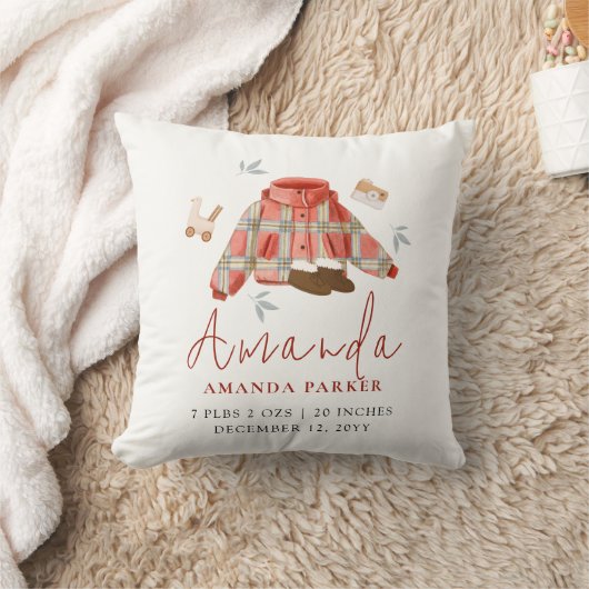 プレイドウィンターウェアベビー子供部屋誕生統計 クッション (ブランケット)