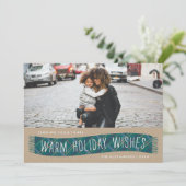 プレイドウィンタースカーフホリデーカード – ティール(緑がかった色) シーズンカード (スタンド正面)