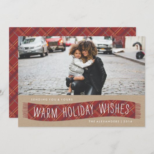 プレイドウィンタースカーフホリデーカード – ブリック シーズンカード (正面/裏面)