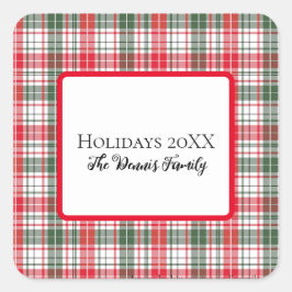 プレイドウィンターホリデークリスマスパーソナライズされた スクエアシール