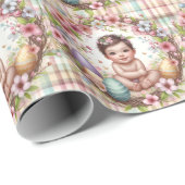 プレイドウォーター色フローラベビーファーストイースター ラッピングペーパー (ロールコーナー)