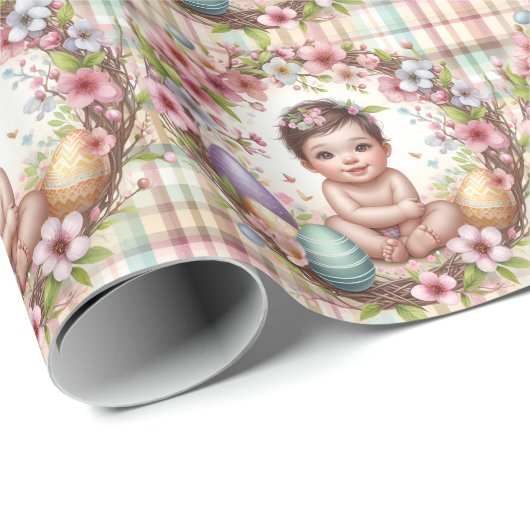 プレイドウォーター色フローラベビーファーストイースター ラッピングペーパー (ロールコーナー)