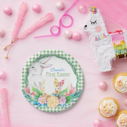 プレイドウォーター色フローラリースファーストイースター ペーパープレート (パーティー)