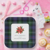 プレイドウォーター色フローラ素朴クリスマスタータンチェック ペーパープレート (パーティー)
