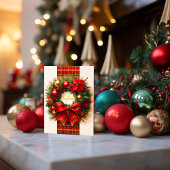 プレイドエレガントクリスマスリースホリデーポストカード ポストカード