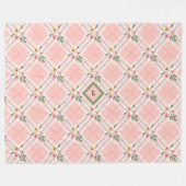 プレイドエレガント花びらモノグラム フリースブランケット (正面(横))