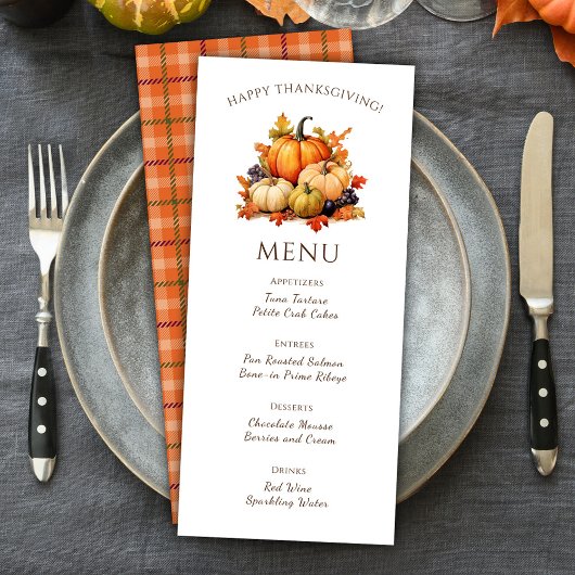 プレイドカボチャ感謝祭ディナー メニュー