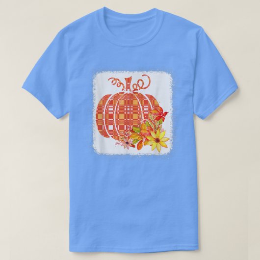 プレイドカボチャ花秋秋グラフィック Tシャツ (デザイン正面)