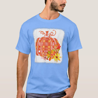 プレイドカボチャ花秋秋グラフィック Tシャツ