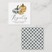 プレイドカボチャ赤ちゃんシャワーレジストリ エンクロージャーカード (正面/裏面)