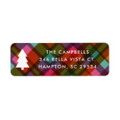 プレイドカラフルクリスマスツリー差出人住所 ラベル (正面)