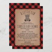 プレイドカーブサイドベビーシャワーソーシャルディスティングベア 招待状 (正面/裏面)