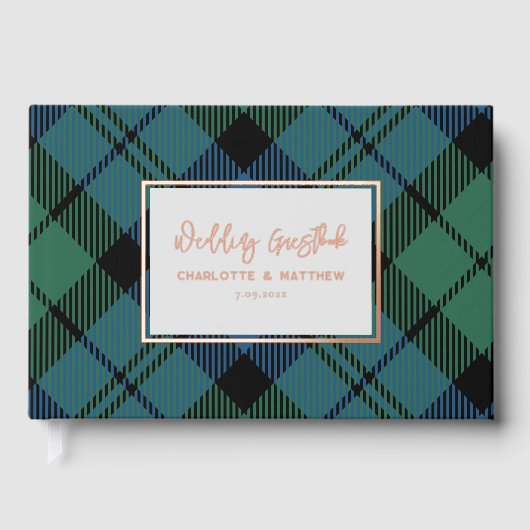 プレイドキャンベルバラゴールドフォイル結婚ズタータンチェック ゲストブック (正面)