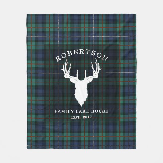 プレイドクランロバートソンタータンチェックファミリーレイクハウス フリースブランケット (正面)