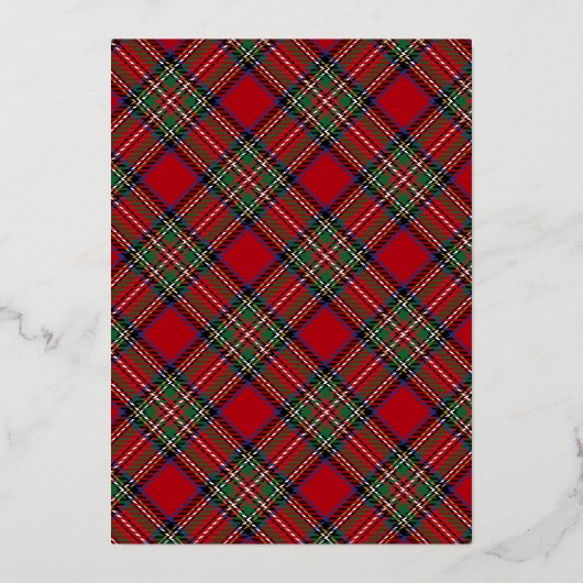 プレイドクリスマスオープンハウススススチュワートタータンチェック金ゴールド 箔招待状 (裏面)